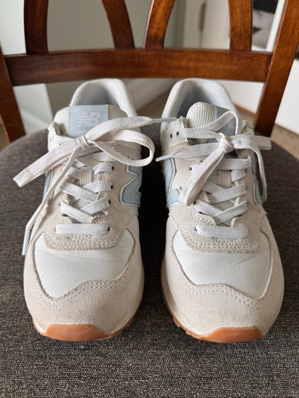 New Balance 574 Sneaker 7 Reflection Light Blue Suede Comfort Athleisure Neutral - Picture 4 of 11